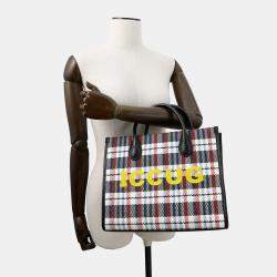 مملوكة مسبقًا حقيبة يد غوتشي توتي 2-واي تطريز مربعات متعددة الألوان/بيج كانفاس جلد صغيرة