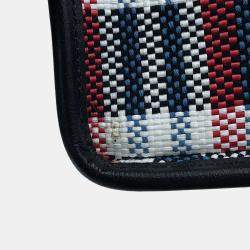 مملوكة مسبقًا حقيبة يد غوتشي توتي 2-واي تطريز م�ربعات متعددة الألوان/بيج كانفاس جلد صغيرة