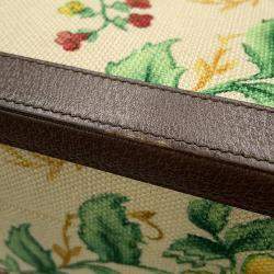 Pre Owned Gucci Flora Double G Trunk Beige/Multicolor Canvas Leather Size Medium