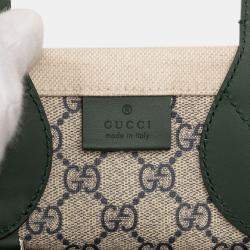 Pre Owned Gucci Brown/Green Medium Canvas Logo Tote