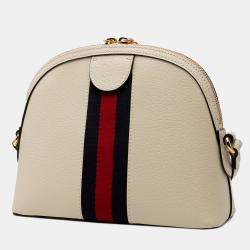 مملوكة مسبقًا Gucci White Small Leather Ophidia Dome Crossbody