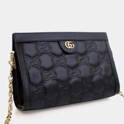 مملوكة مسبقًا Gucci Small Black Calfskin GG Slim Chain Shoulder Bag