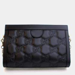 مملوكة مسبقًا Gucci Small Black Calfskin GG Slim Chain Shoulder Bag