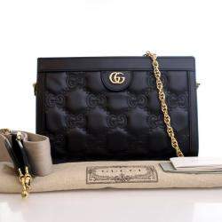 مملوكة مسبقًا Gucci Small Black Calfskin GG Slim Chain Shoulder Bag
