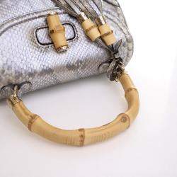 Pre Owned Gucci Medium Python Bamboo Top Handle Bag