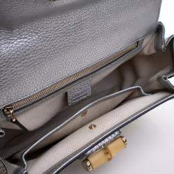 Pre Owned Gucci Medium Python Bamboo Top Handle Bag