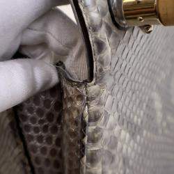 Pre Owned Gucci Medium Python Bamboo Top Handle Bag