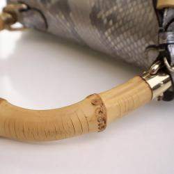 Pre Owned Gucci Medium Python Bamboo Top Handle Bag