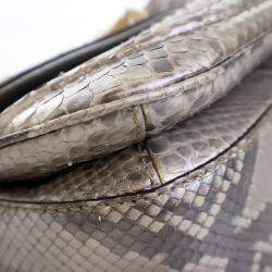 Pre Owned Gucci Medium Python Bamboo Top Handle Bag