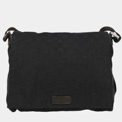 Pre Owned Gucci Black GG Shoulder Bag