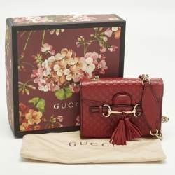 Pre Owned حقيبة كتف غوتشي إميلي صغيرة سلسة جلود غوتشيسيما حمراء