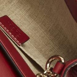 Pre Owned حقيبة كتف غوتشي إميلي صغيرة سلسة جلود غوتشيسيما حمراء