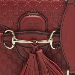 Pre Owned حقيبة كتف غوتشي إميلي صغيرة سلسة جلود غوتشيسيما حمراء
