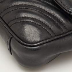 مملوكة مسبقًا حقيبة غوتشي حزام خصر مارمونت GG مرصعة لؤلؤ ميني جلد مبطنة سوداء