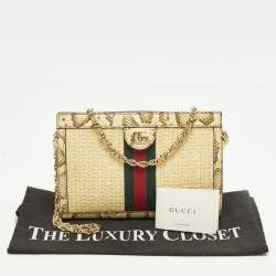 مملوكة مسبقًا حقيبة كتف غوتشي أوفيديا جلد أسود صغيرة برباط GG ويب