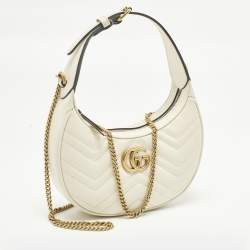 Pre Owned حقيبة هوبو جلد ماتيلاسيه "مارمونت" شعار الماركة جي جي صغيرة بودري وردي غوتشي