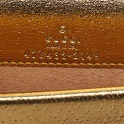 Pre Owned Gucci Crystal Dionysus Super Mini Gold Leather Shoulder Bag