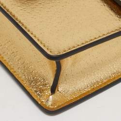 Pre Owned Gucci Crystal Dionysus Super Mini Gold Leather Shoulder Bag