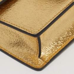 Pre Owned Gucci Crystal Dionysus Super Mini Gold Leather Shoulder Bag