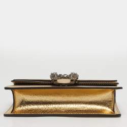 Pre Owned Gucci Crystal Dionysus Super Mini Gold Leather Shoulder Bag