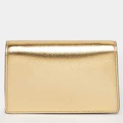 Pre Owned Gucci Crystal Dionysus Super Mini Gold Leather Shoulder Bag