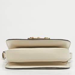 مملوكة مسبقًا Gucci Horsebit 1955 Medium White/Beige GG Supreme Canvas Flap Shoulder Bag
