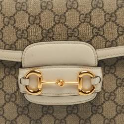 مملوكة مسبقًا Gucci Horsebit 1955 Medium White/Beige GG Supreme Canvas Flap Shoulder Bag