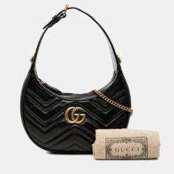 Pre Owned حقيبة غوتشي نصف قمر ميني GG سوداء