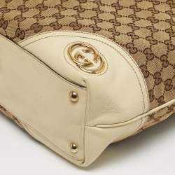 مملوكة مسبقًا Gucci Britt Beige/Off White GG Canvas and Leather Tote