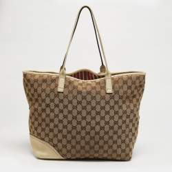 مملوكة مسبقًا Gucci Britt Beige/Off White GG Canvas and Leather Tote