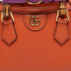 Pre Owned Gucci Diana Mini Orange Leather Tote