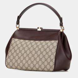 Pre Owned Gucci Gg Supreme Ophidia Handbag Chain Shoulder Bag Beige Brown Leather Gucci