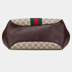 Pre Owned Gucci Gg Supreme Ophidia Handbag Chain Shoulder Bag Beige Brown Leather Gucci