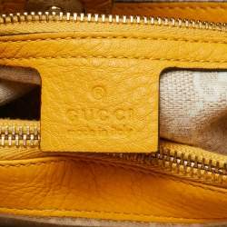 Pre Owned Gucci Bamboo Handle Mustard Leather Tote