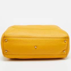 Pre Owned Gucci Bamboo Handle Mustard Leather Tote