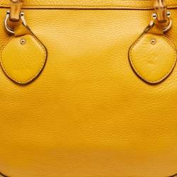 Pre Owned Gucci Bamboo Handle Mustard Leather Tote