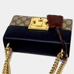 Pre Owned Gucci Black Brown Coated Canvas and Leather Supreme Shoulder Bag