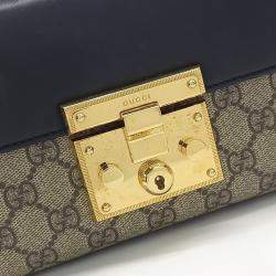 Pre Owned Gucci Black Brown Coated Canvas and Leather Supreme Shoulder Bag