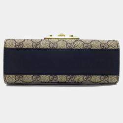 Pre Owned Gucci Black Brown Coated Canvas and Leather Supreme Shoulder Bag