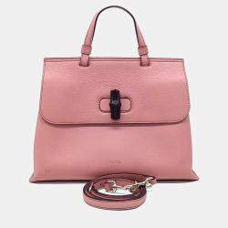 Pre Owned Gucci Pink Leather Daily Tote and Shoulder Bag