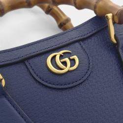 Pre Owned حقيبة يد وكتف غوتشي ديانا جلد زرقاء