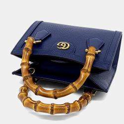 Pre Owned حقيبة يد وكتف غوتشي ديانا جلد زرقاء