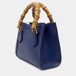 Pre Owned حقيبة يد وكتف غوتشي ديانا جلد زرقاء