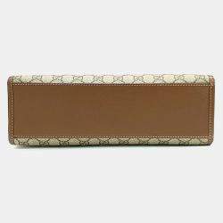 Pre Owned حقيبة كتف وغوتشي حقيبة يد بيج بني PVC شعار G متداخل