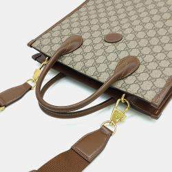 Pre Owned حقيبة كتف وغوتشي حقيبة يد بيج بني PVC شعار G متداخل