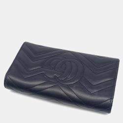 مملوكة مسبقًا Gucci Black Leather Marmont Long Wallet