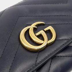 مملوكة مسبقًا Gucci Black Leather Marmont Long Wallet