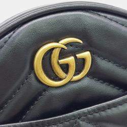 Pre Owned Gucci Black Leather Marmont Pouch
