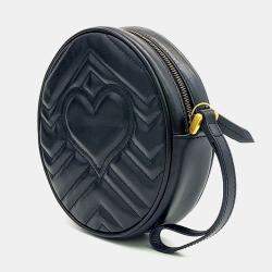 Pre Owned Gucci Black Leather Marmont Pouch