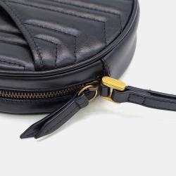 Pre Owned Gucci Black Leather Marmont Pouch